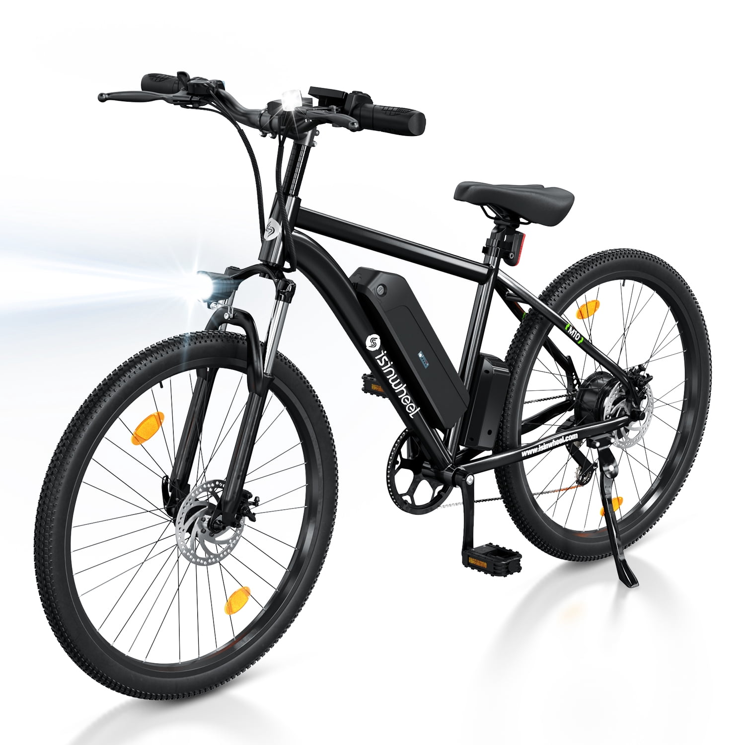 iSinwheel M10-W Electric Bike Adult 500W, 26"Commuting Electric Mountain Bike 20mph 55+ Miles, 36V Removable Battery, Professional 35-Speed, Front Fork Suspension Lightweight Electric Bicycle