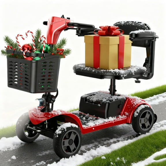 iScooter 4 Wheel Mobility Scooter for Seniors, Wider Seats & Foldale Electric Wheelchair Device for Travel, Upgraded for Superior Performance, Red