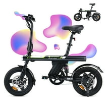 iSinwheel W-U1 500W Folding Electric Bike for Adults, 25 Miles Long-Range Battery, Rear Suspension, 3 Assist Levels - 14" Foldable eBike for Adults And Teens Black