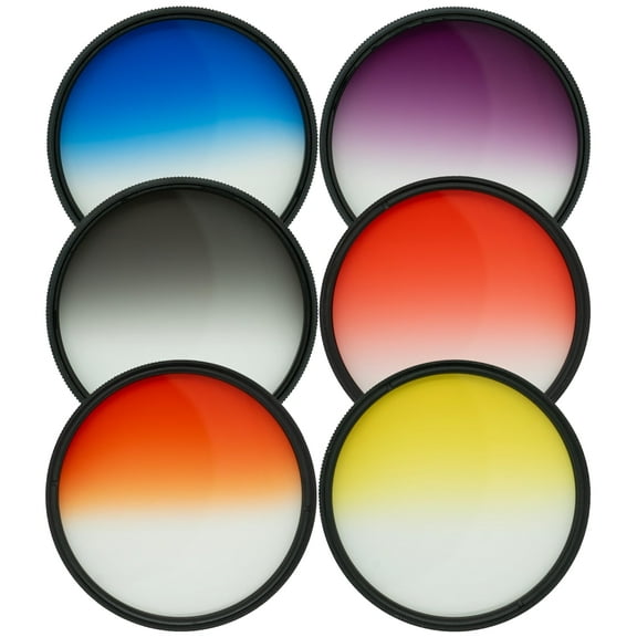 iSnapPhoto 6 Piece 72mm Gradual Color Filter Kit for: Rokinon 85mm T1.5 DSX High-Speed Cine Lens [EF Mount] (DSX85-C) Purple Grey Blue Red Orange Yellow, with Carry Pouch - Multicoated Glass