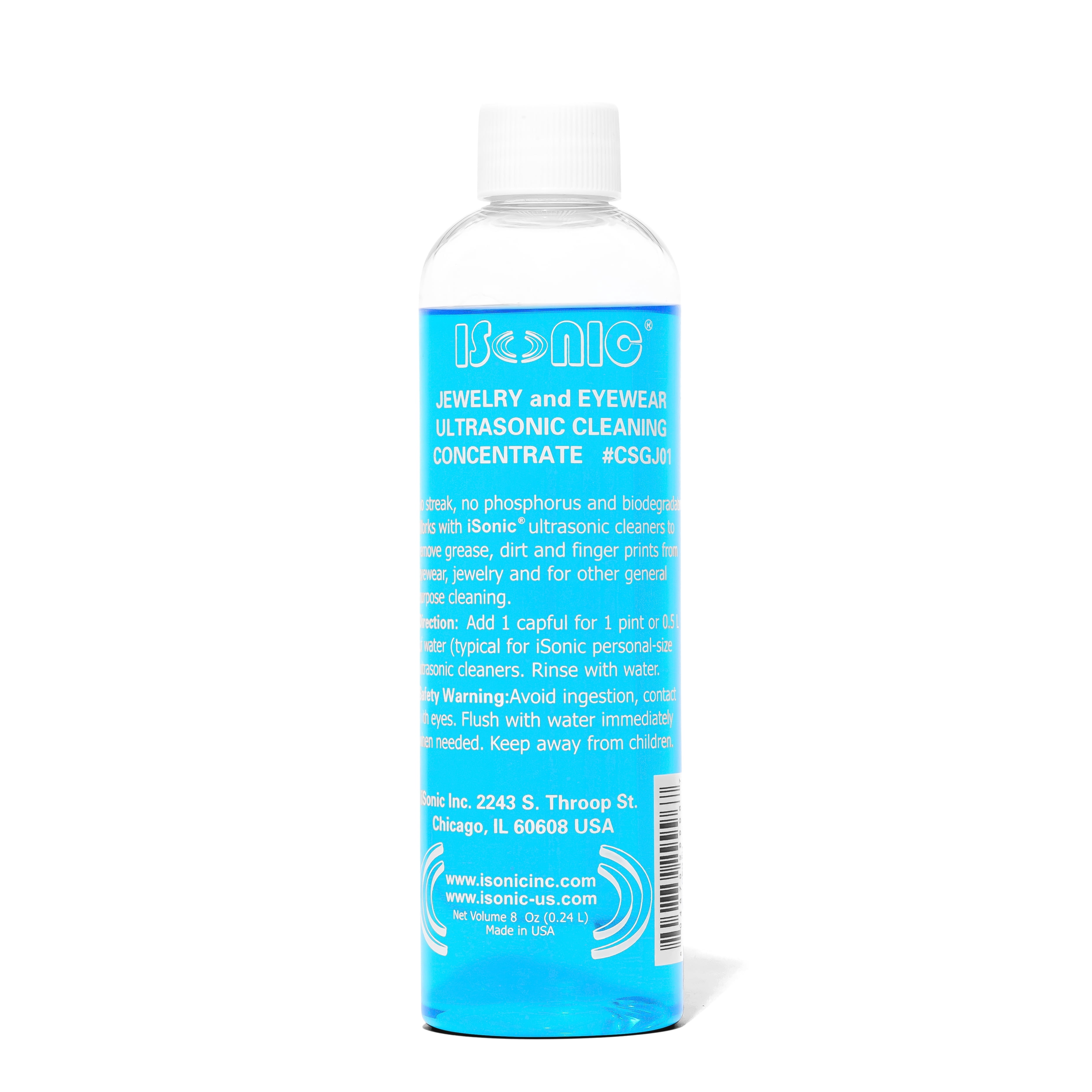 iSonic® CSGJ01 Ultrasonic Jewelry/Eye Wear Cleaning Solution Concentrate, 8OZ bottle