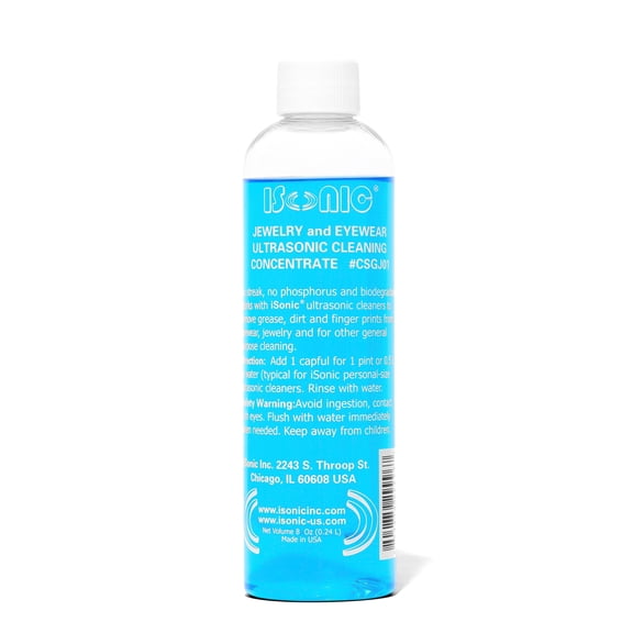 iSonic® CSGJ01 Ultrasonic Jewelry/Eye Wear Cleaning Solution Concentrate, 8OZ bottle