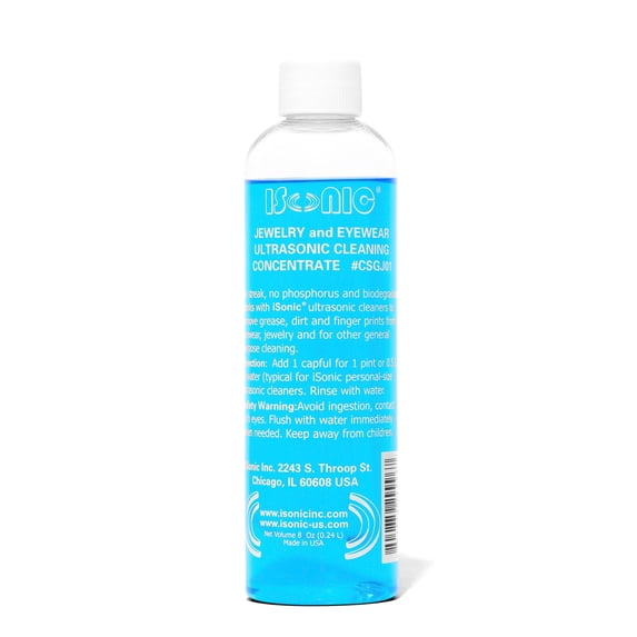iSonic® CSGJ01 Ultrasonic Jewelry/Eye Wear Cleaning Solution Concentrate, 8OZ bottle