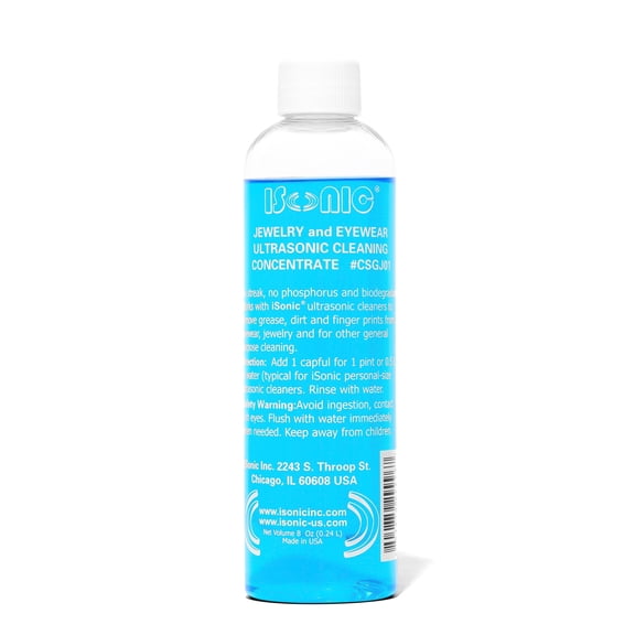 iSonic Ultrasonic Jewelry and Eyewear Cleaning Solution Concentrate, 8 oz Bottle