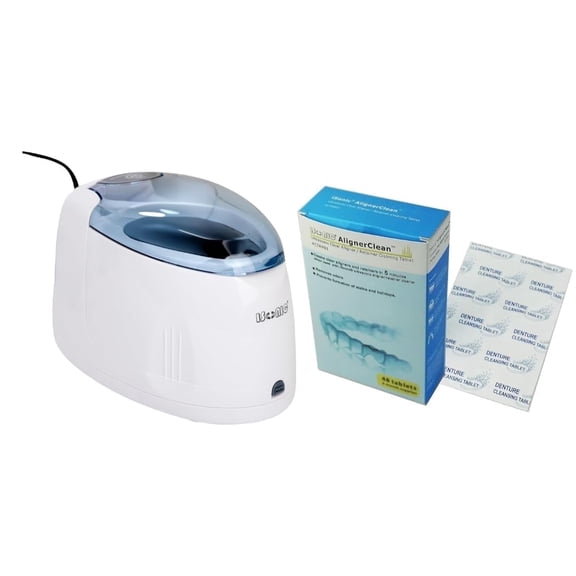 iSonic F3900 Ultrasonic Denture/Aligner/Retainer Cleaner for all dental appliances with 1 box of Aligner Clean CTAR01 Ultrasonic Cleaning Tablet