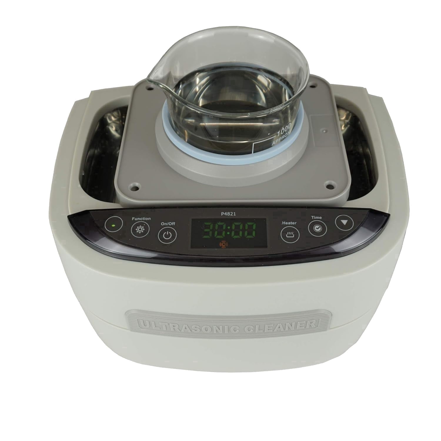 iSonic Ultrasonic Cleaner P4821, 2.5 L Capacity, 60 W Stack Transducer, Beige, Includes 1000 ml Beaker Holder Set