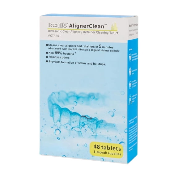 iSonic Ultrasonic Cleaning Tablet for Clear Retainers/Night Guards/CPAP/BiPap Mask and Hose.