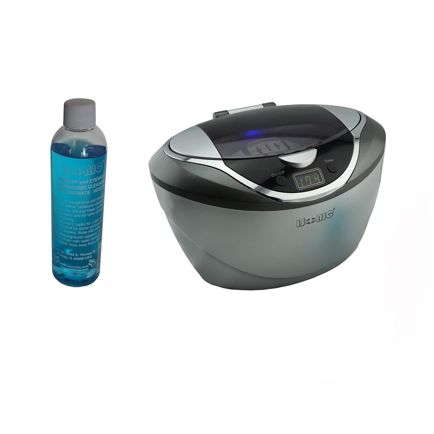 ISONIC Ultrasonic Jewelry Cleaner D2840 with Cleaning Solution Concentrate CSGJ01, 110V