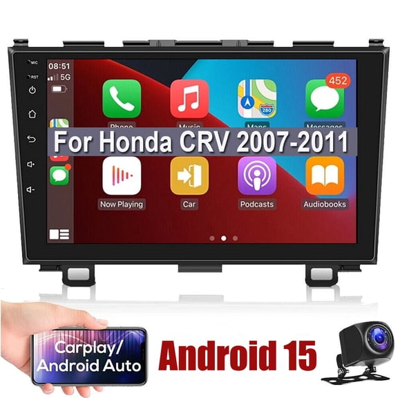 iSpchen 2G+64G Android Car Stereo Radio for Honda CR-V 2007-2011with Wireless CarPlay Android Auto, 9inch HD IPS Touch Screen Bluetooth Mirror Link GPS WiFi FM Backup Camera