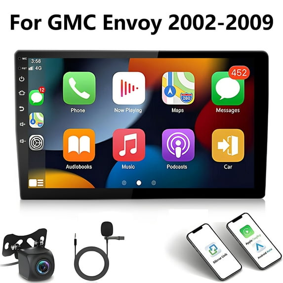 iSpchen 4+64G Android 15 Car Radio for GMC Envoy 2002-2009, 10 inch Touch Screen with Wireless CarPlay Android Auto GPS Navigation WiFi Bluetooth Mirror Link DSP FM RDS