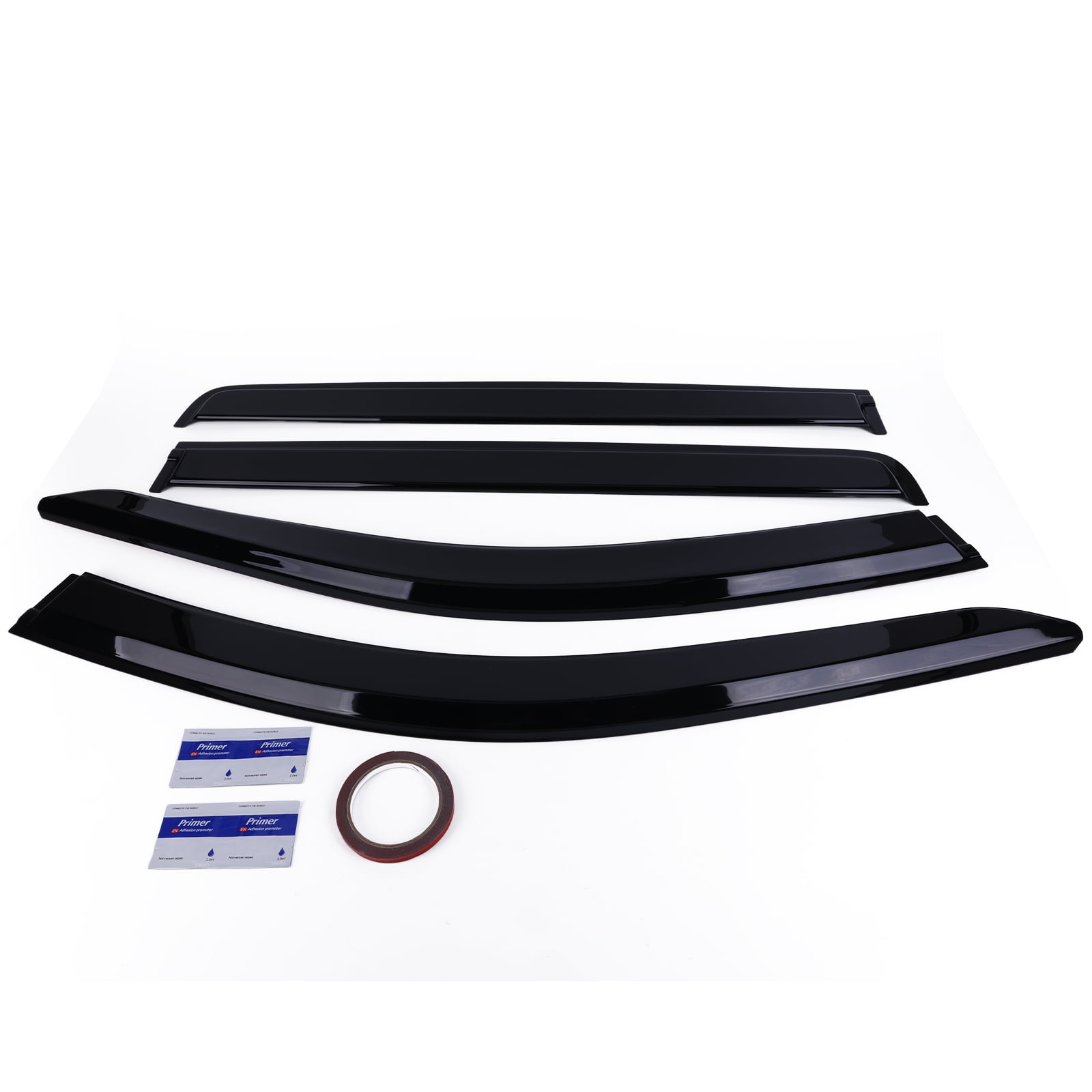 iSpchen 4-Piece In-Channel Window Rain Guards ‌for‌ Chevrolet Silverado 1500 Crew Cab 2019-2025, Front/Rear, Gloss Black, Adhesive Tape Mount