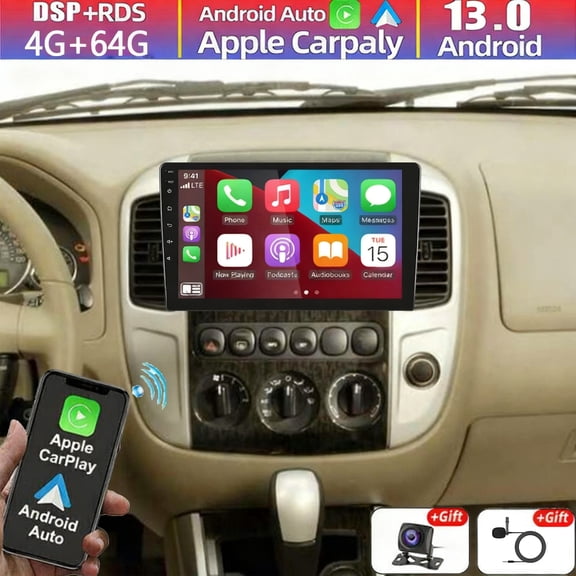 iSpchen 4GB+64GB Car Stereo for Mercury Mariner 2005-2007 Radio with Wireless Carplay Android Auto, 10.1 Inch Touchscreen GPS Navigation WiFi Bluetooth FM RDS Backup