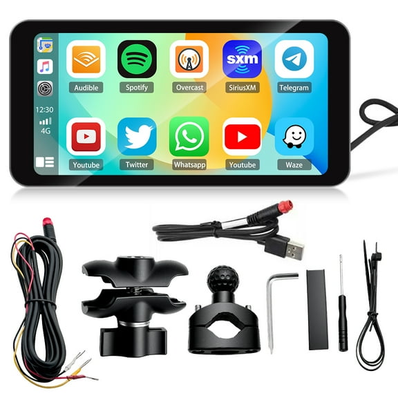 iSpchen 6.3-Inch Motorcycle GPS Navigation Screen for Bikes with Wireless CarPlay & Android Auto IP67 Waterproof BT Wi-Fi Light Sensor Touchscreen