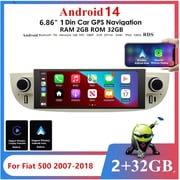 iSpchen 6.86inch Car Stereo Radio for Fiat 500 2007-2015 with Wireless Carplay Android Auto, Android 14 Car Radio with GPS Navigation Bluetooth Mirror Link SWC AHD Reverse Camera