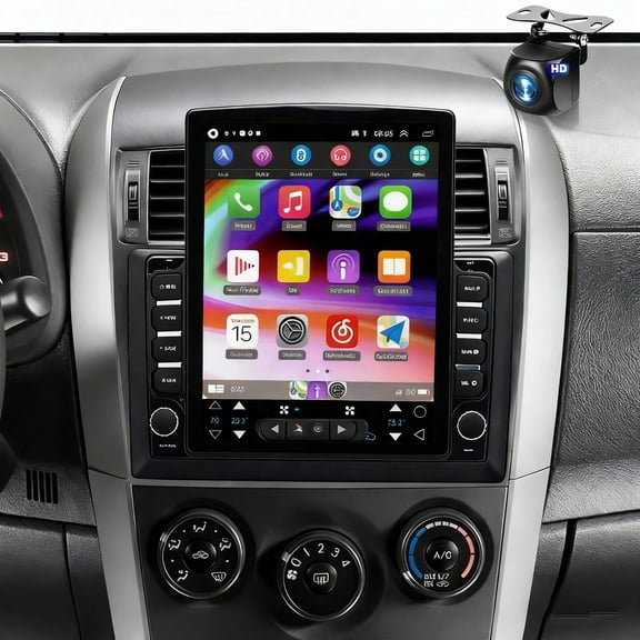 iSpchen 9.7inch Car Stereo Radio for Toyota Corolla 2009-2013 with Wireless Carplay Android Auto GPS Navigation Android 14 Car Radio with Bluetooth SWC AHD Reverse Camera