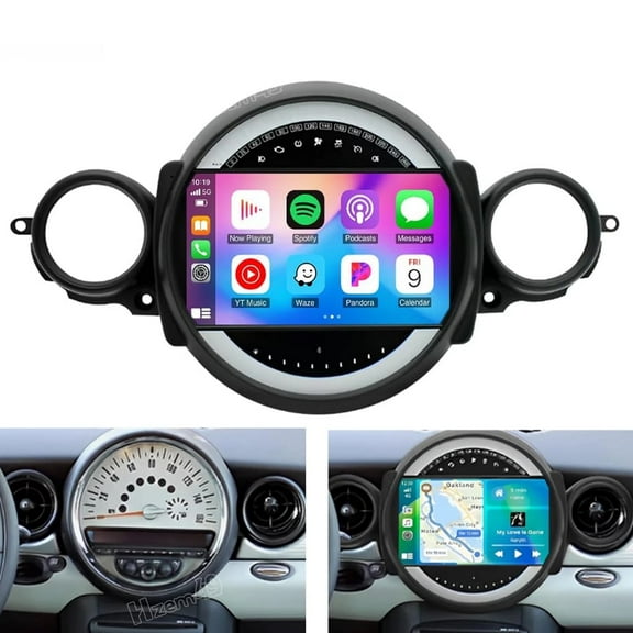 iSpchen 9" Android 15 Car Stereo for BMW Mini Cooper R56 2007-2014, 2G+64G Double Din Touch Screen Car Radio with Wireless Carplay Android Auto GPS WiFi SWC Bluetooth Mirror Link Backup