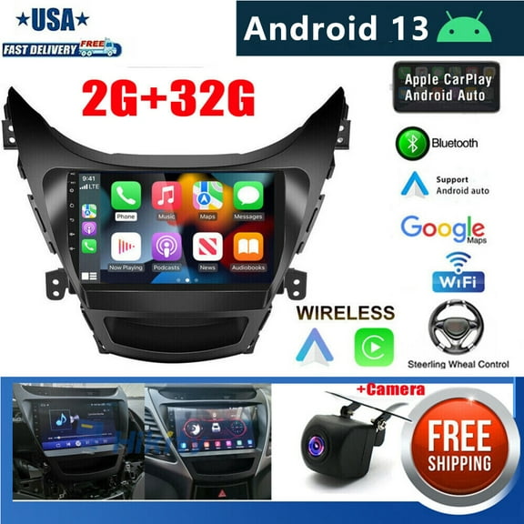 iSpchen 9" Touch Screen Car Radio Stereo for 2011-2013 Hyundai Elantra, Android 13 Car Navigation, Built-in Carplay Android Auto, 2+32GB
