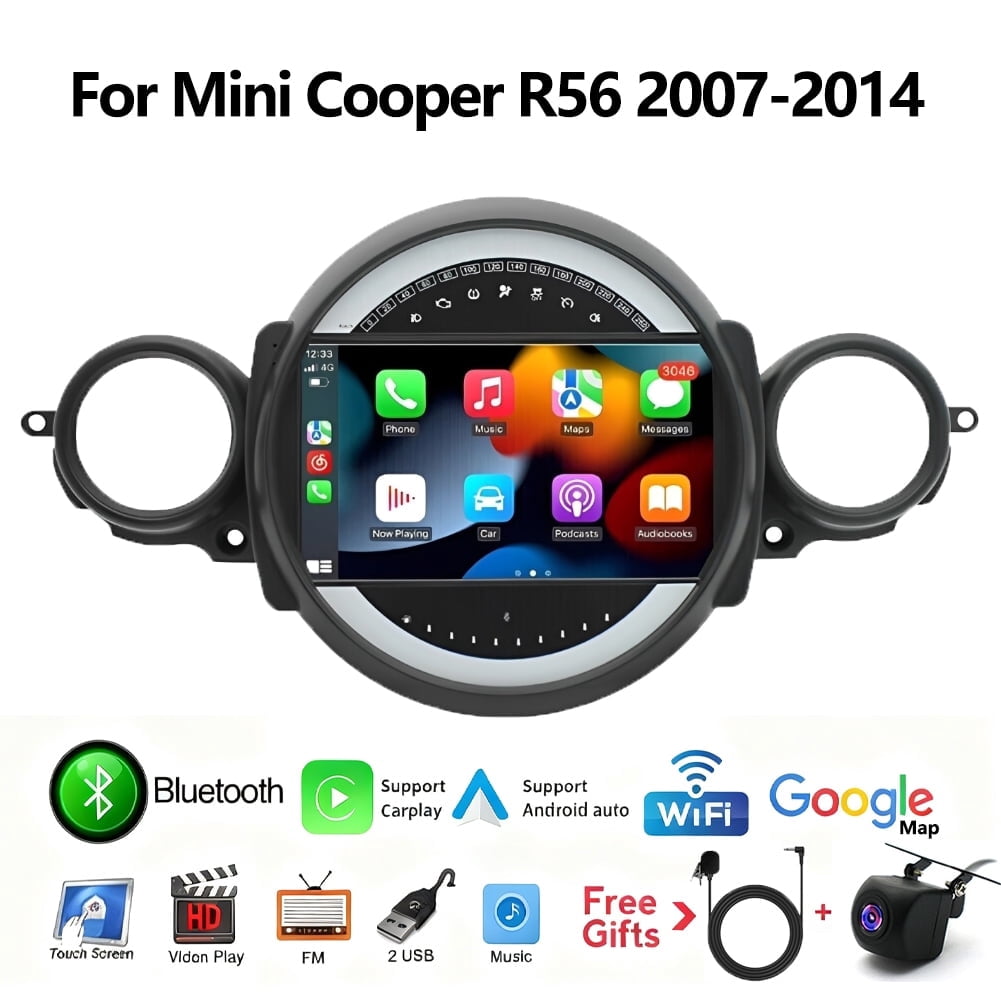 Mini R56 Android Auto Radio iSpchen Android 13 Car Stereo for Mini Cooper R56 2007-2014 Built-in ...