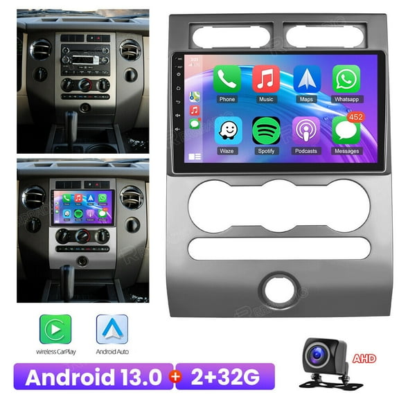 iSpchen Android 13 Car Stereo Radio for Ford Expedition 2007-2014 Built-in Wireless CarPlay Android Auto 9in Car Touch Screen with Bluetooth WiFi FM/RDS SWC Split Screen + AHD Backup Cam