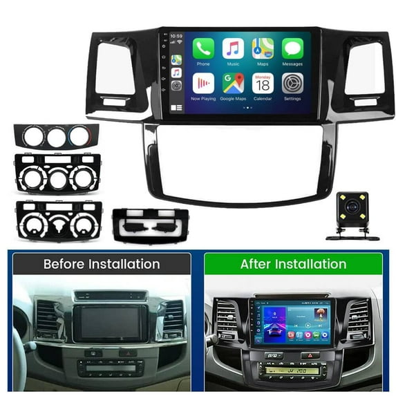 iSpchen Android 13 Car Stereo Radio for Toyota Fortuner Hilux 2005-2014, 9" Car Multifunctional Player Support Carplay Android Auto GPS Navigation WIFI Bluetooth Rear Camera 2GB RAM + 32GB ROM, Black