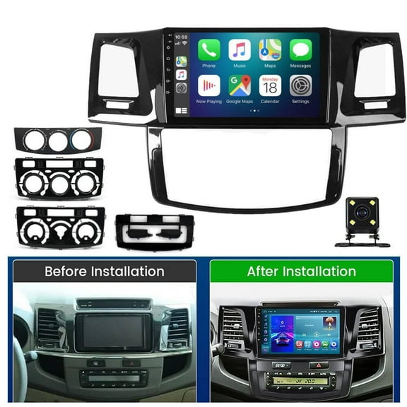 iSpchen Android 13 Car Stereo Radio for Toyota Fortuner Hilux 2005-2014, 9" Car Multifunctional Player Support Carplay Android Auto GPS Navigation WIFI Bluetooth Rear Camera 2GB RAM + 32GB ROM, Black