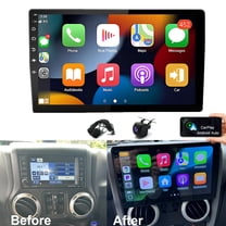 iSpchen Android Car Radio for Jeep Wrangler JK 2007-2010 with Wirelss Carplay Android Auto, 10.1inch Touch Screen Car Stereo, GPS Navigator FM Bluetooth SWC WiFi Backup Camera