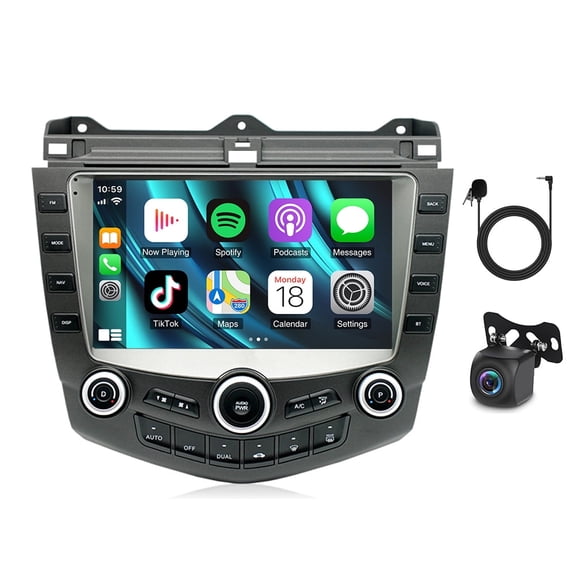 iSpchen Car Radio for Honda Accord 2003-2007 with Wireless Carplay Android Auto 9in Car Stereo with GPS Navigation WiFi Bluetooth FM/RDS SWC Mirror Link Split Screen + AHD Backup Camera