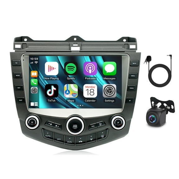 iSpchen Car Radio for Honda Accord 2003-2007 with Wireless Carplay Android Auto 9in Car Stereo with GPS Navigation WiFi Bluetooth FM/RDS SWC Mirror Link Split Screen + AHD Backup Camera