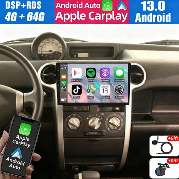 iSpchen Car Radio for Scion xB 2004-2006 with Wireless CarPlay Android Auto, 9'' Car Stereo ToucScreen Bluetooth GPS Navigation FM WIFI SWC Backup Camera
