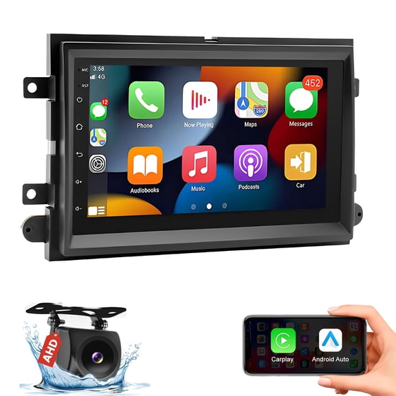 iSpchen Car Stereo Radio for Ford F150 F250 F350 E250 E350 Fusion Taurus Focus Mustang Explorer 2004-2015 with Wireless Carplay Android Auto GPS Bluetooth Wifi FM/RDS SWC AHD Backup Camera