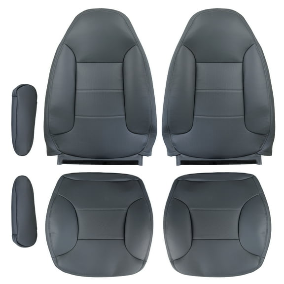 iSpchen Pair Front Gray Leather Seat Covers with Foam Padding for Ford Bronco 1992-1996