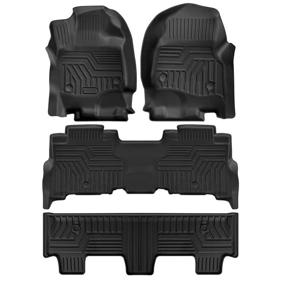 iSpchen Set of 4 Car Floor Mats Liners Compatible for 218-23 Ford Expedition & Max / 18-21 Lincoln Navigator All Weather Rubber TPE Carpet Black All Season Floor Mats