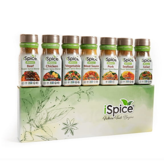 iSpice | 7 Pack of Wellness Seasoning | WellSeasoned | 100% Pure Wellness Super Spices Seasoning | Halal