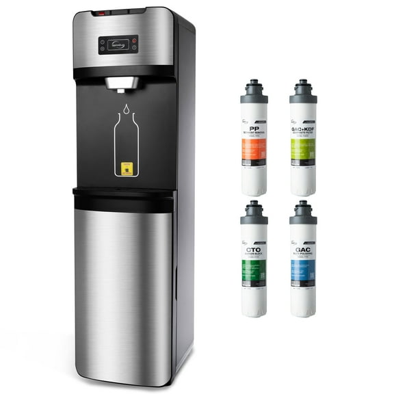 iSpring Bottleless Water Dispenser with Built-in 4-Stage Filtration, Hot/Cold/Room Temp, Self Cleaning, Stainless Steel, Model: DS4S