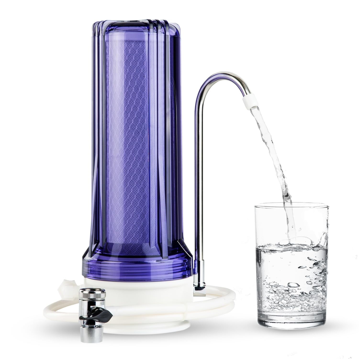 iSpring CKC1C-NC Countertop Water Filter, Drinking Water Filtration System for Faucet, Reduces Chloramine, Bad Odors, Sediment, and 99% of Chlorine, Clear (Filter Included)