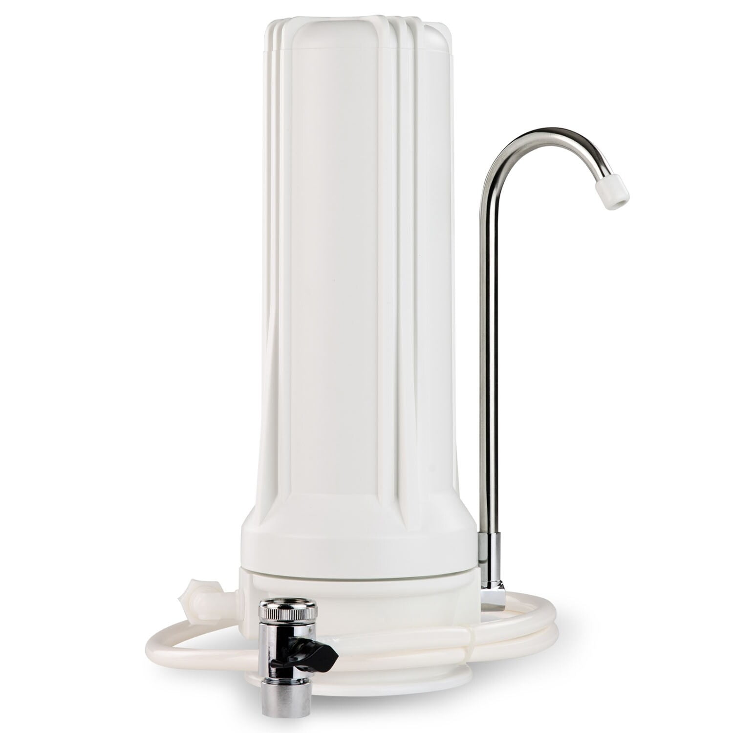 Compact White Countertop Water Filtration System with Carbon Filter