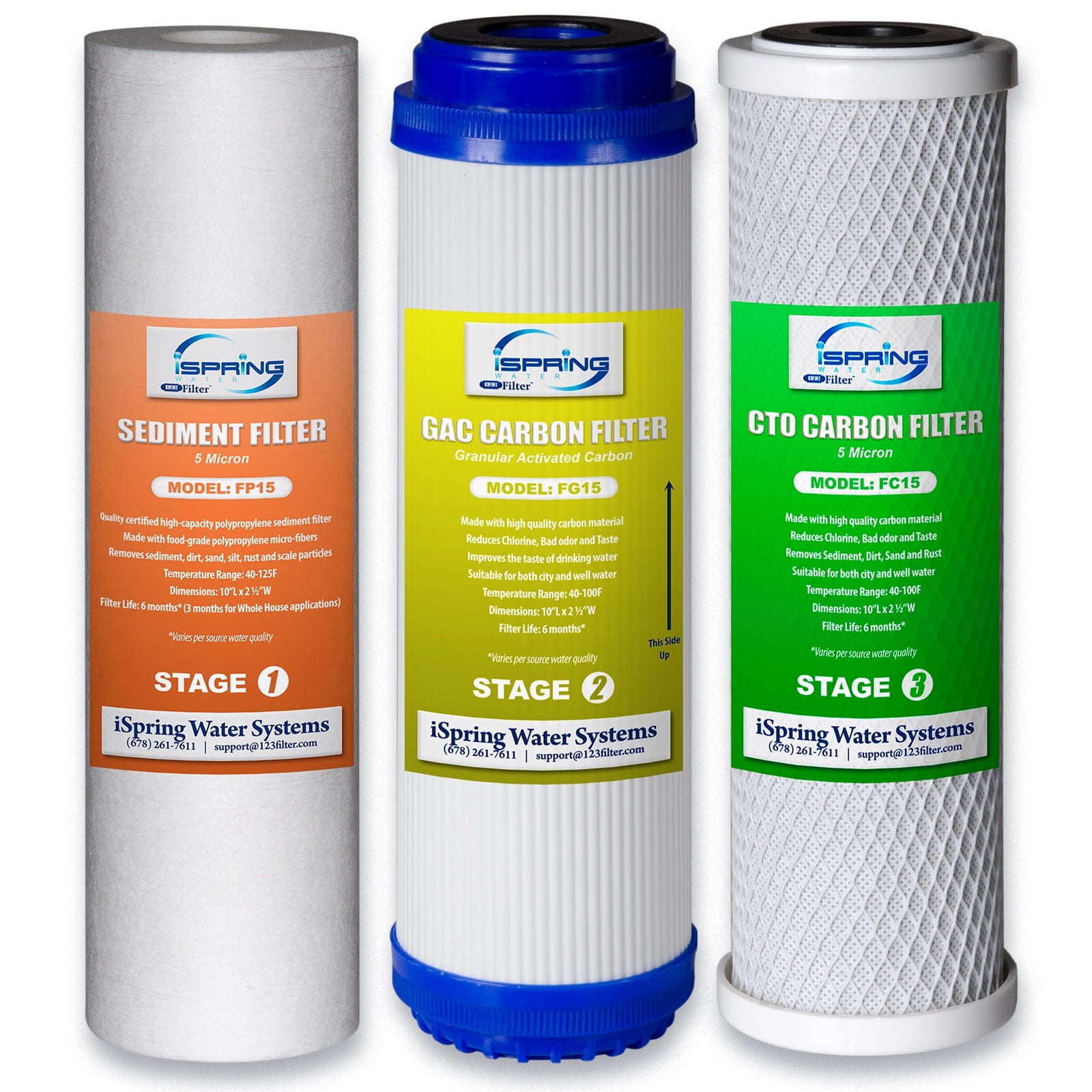 iSpring 3-Stage 10" White Replacement Filter Cartridge Pack