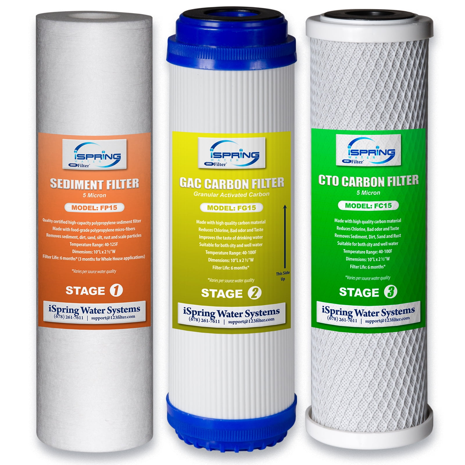 iSpring 3-Stage 10" White Replacement Filter Cartridge Pack
