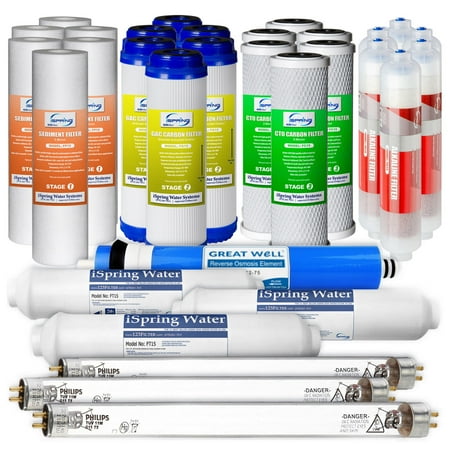 iSpring F31KU75 3-Year Set for 7-Stage UV Alkaline Reverse Osmosis Water Filter Fits RCC7AKUV, 31Pcs, 10X2.5, White