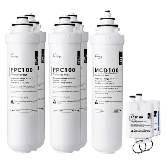 iSpring F7RCD100 2-Year Replacement Filter Pack for RCD100 RO System Countertop, Includes FPC100 x4, MCD100 x1, FCB100 x2, 7 Pieces