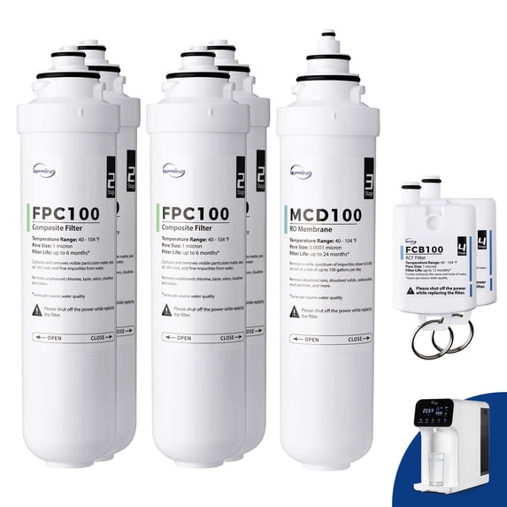iSpring F7RCD100 2-Year Replacement Filter Pack for RCD100 RO System Countertop, Includes FPC100 x4, MCD100 x1, FCB100 x2, 7 Pieces