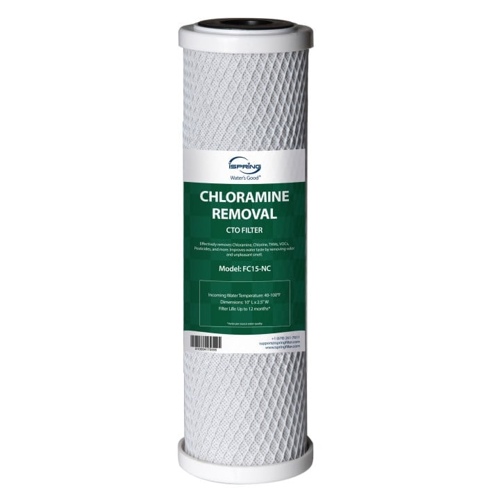 iSpring FC15-NC Replacement CTO Carbon Block Water Filter Cartridge for Under Sink Water Filtration System, Reduces Chloramine, White