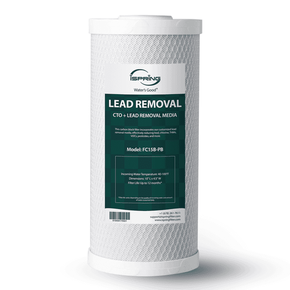 iSpring FC15B-PB 4.5” x 10” Lead, Arsenic, Cadmium, Chlorine Reducing Whole House Water Filter, Fits iSpring WGB21B-CPB Series