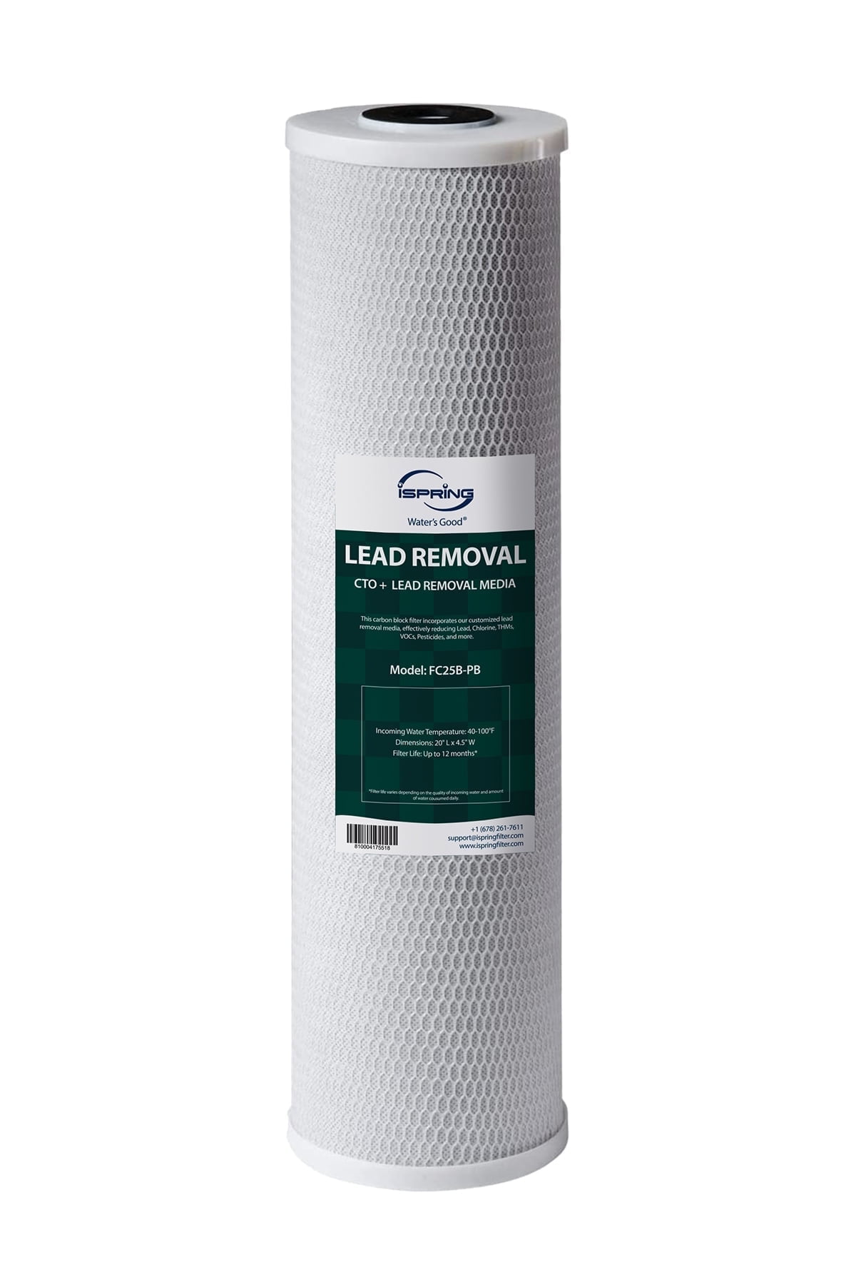 iSpring FC25B-PB 4.5” x 20” Lead, Arsenic, Cadmium, Chlorine Reducing Whole House Water Filter, SGS-Tested, Fits iSpring WGB32B Series