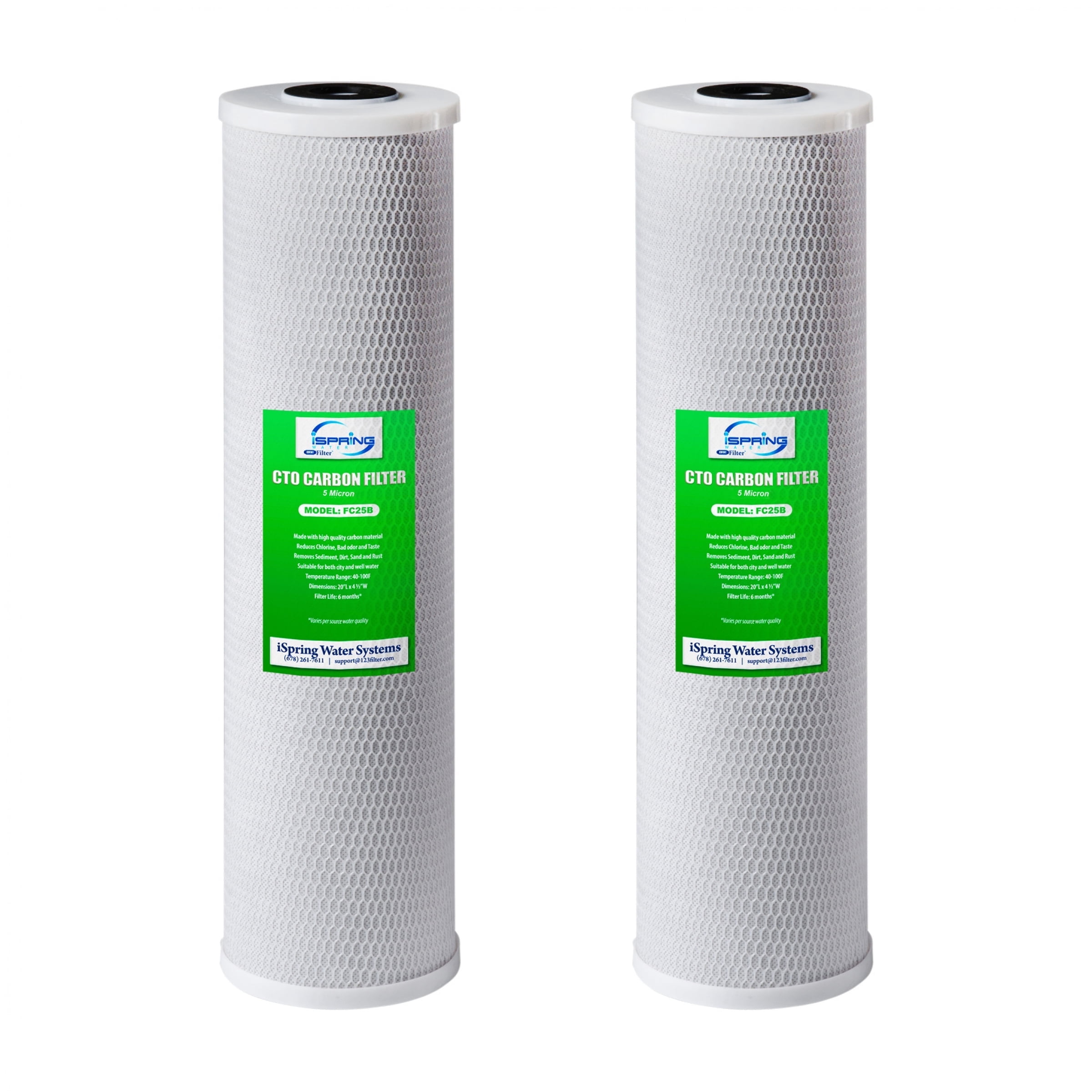 iSpring FC25BX2 High Capacity 4.5" x 20" Big Blue Whole House Water Filter CTO Carbon Block, 2 Pack