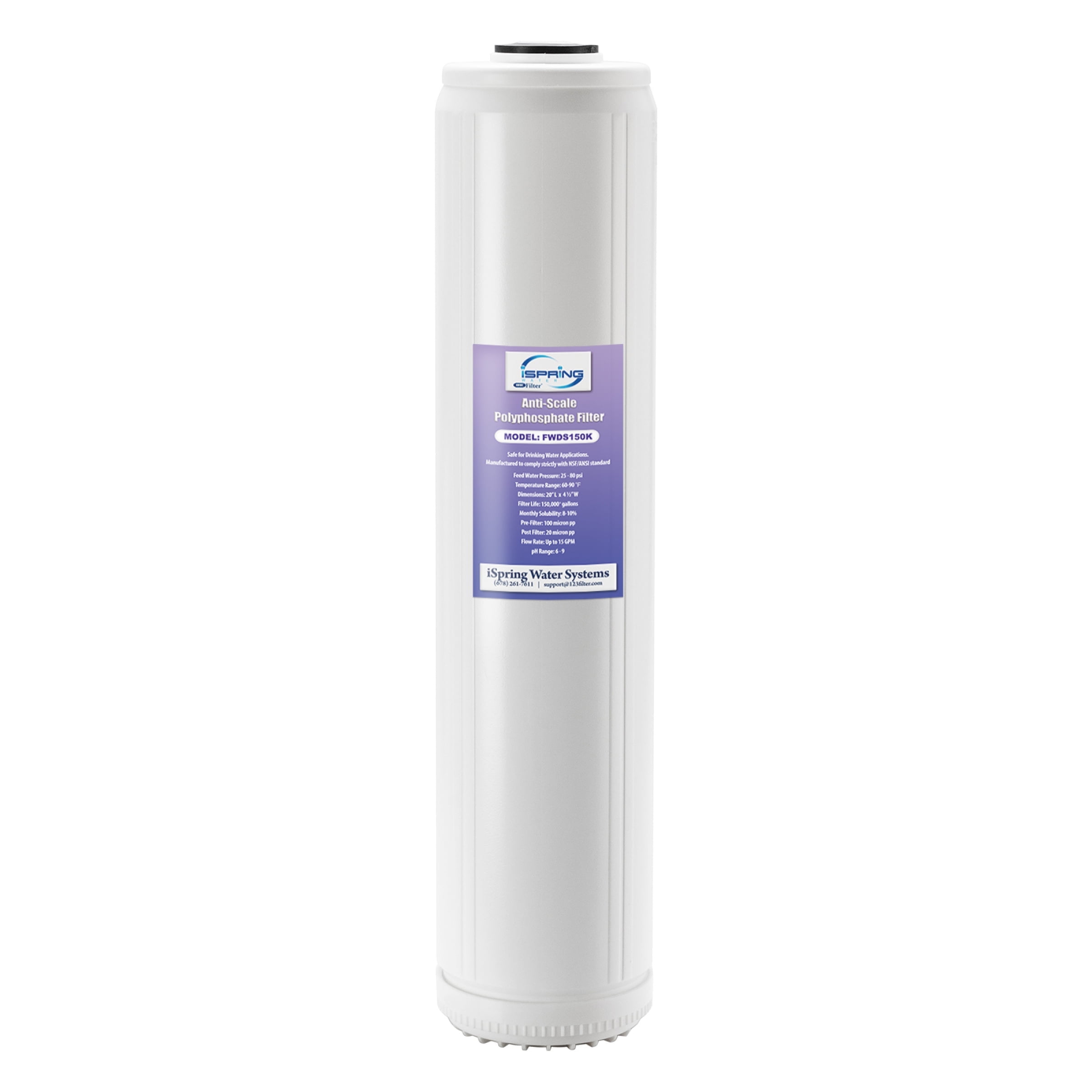 iSpring FWDS150K Anti Scale Water Filter Replacement Cartridges, 20” x 4.5”, 20" x 4.5", White