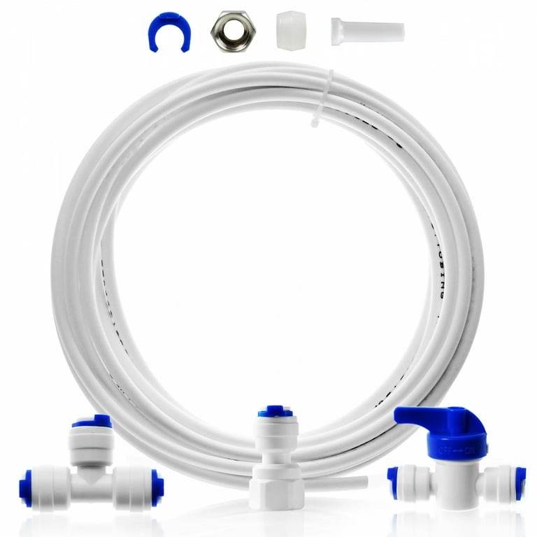Drinkpod Universal Ice Maker Water Line Installation Kit for Standard 1/4 in. Water Filter, RO Systems and Refrigerators, White DPIMK
