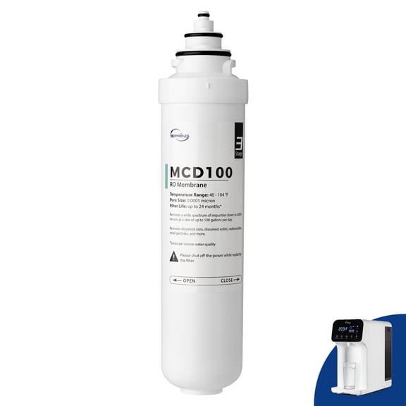 iSpring MCD100 RO Membrane Replacement Filter for RCD100 Countertop Reverse Osmosis System, Replacement Cycle: Up to 24 Months