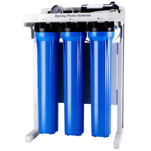 iSpring RCB3P Tankless Reverse Osmosis RO Water Filtration System, 300 GPD RO System, Reduces TDS, 1.5:1 Pure to Drain, Booster Pump & Pressure Gauge for Residential & Light Commercial Use