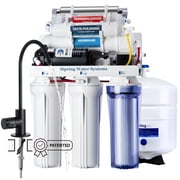 iSpring RCC1UP-AK-BLK, 7-Stage Alkaline UV Reverse Osmosis Water Filter with Booster Pump, Sleek Black RO Faucet, Up to 21 Pure to Drain, TDS, PFAS Microplastic Removal